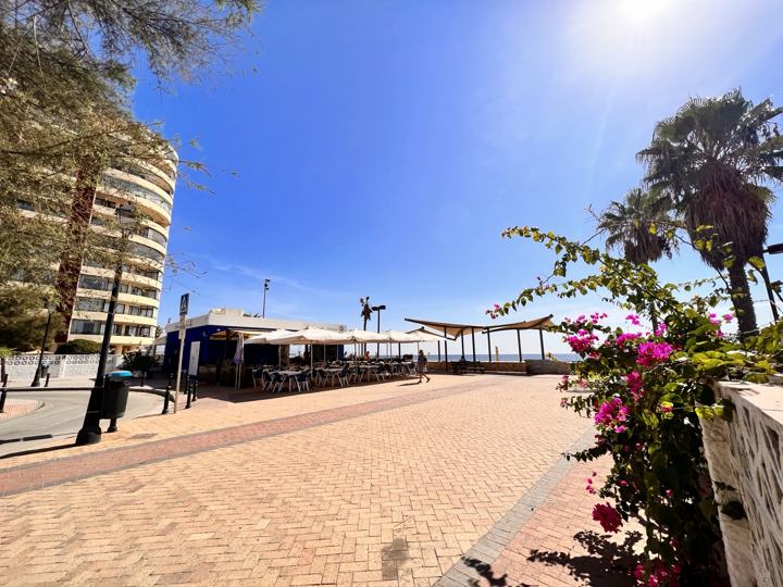 Seafront promenade with restaurant